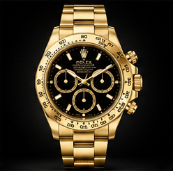 Rolex gold chronograph with black dial